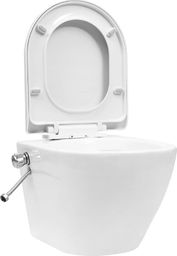 Miska WC vidaXL Wisząca toaleta bez kołnierza z funkcją bidetu biała