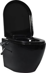 Miska WC vidaXL Wisząca toaleta bez kołnierza funkcja bidetu ceramika czarna