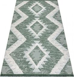  Dywany Łuszczów Dywan MOROC Romby 22312 Ekologiczny, EKO SIZAL frędzle - dwa poziomy runa zielony / krem, dywan z bawełny recyklingowanej, 175x270 cm