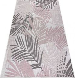  Dywany Łuszczów Dywan SZNURKOWY SIZAL SION Liście Palmy , tropikalny 2837 płaskie tkanie ecru / róż, 80x150 cm