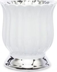  Osłonka ceramiczna 17,5 x 15,5 x 15,5 cm (biała ze srebrnym zdobieniem)