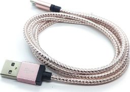 Kabel USB Mikrusy USB-A - microUSB 1 m Różowy