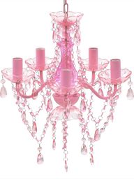 Lampa wisząca Lumes Różowy żyrandol z kryształkami do salonu - E960-Lovet