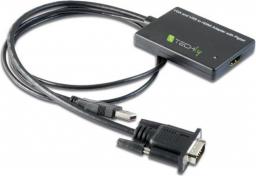 Adapter AV Techly D-Sub (VGA) - HDMI + USB-A czarny (301665)