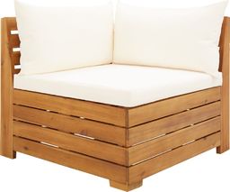  vidaXL Moduł sofy narożnej, 1 szt., z poduszkami, lite drewno akacjowe