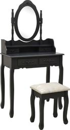  vidaXL Toaletka ze stołkiem, czarna, 75x69x140 cm, drewno paulowni