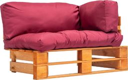  vidaXL VidaXL Sofa ogrodowa z palet z czerwonymi poduszkami, sosna
