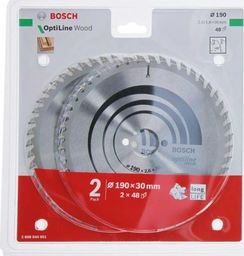  Bosch Piła Tarczowa Dwupak Optiline Wood 190x2,6/1,6x30x48z B2608644651