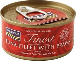 Fish4Cats Fish4Cats - filety tuńczyka z krewetkami, mokra karma dla kota, 70g uniwersalny
