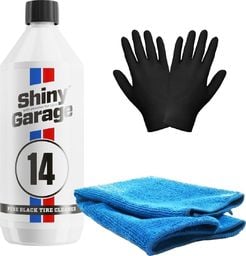  Shiny Garage Zestaw: Shiny Garage Pure Black Tire Cleaner do opon 1L + mikrofibra i rękawiczki uniwersalny