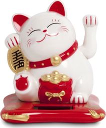  Emro Aziatica Kotek szczęścia Maneki Neko na baterię słoneczną, biały 10,5cm uniwersalny