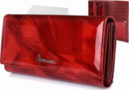 Alessandro Paoli Czerwony portfel skórzany damski duży piórko pudełko Q57