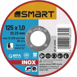 Smart Tarcza do cięcia stali nierdzewnej Inox 125x1,0mm (SM-16-12510S)