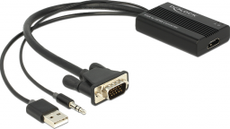 Adapter AV Delock D-Sub (VGA) - HDMI + USB-A + Jack 3.5mm czarny (62597)