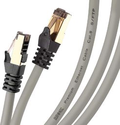  Duronic Duronic CAT 8 Kabel sieciowy S/FTP szary 0,5 m transmisja 40GB skrętka LAN pachcord