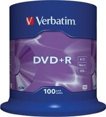 Verbatim DVD+R 4.7 GB 16x 100 sztuk (43551)