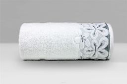  Greno Ręcznik Greno Bella 50x90 biały we wzory kwiatowe GRENO