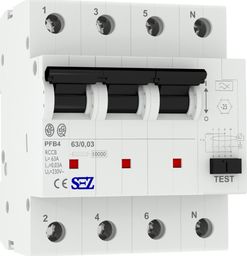 SEZ Krompachy 63A 30mA 4P 10kA TYP A Wyłącznik różnicowoprądowy PFB4 RCCB SEZ 5449