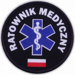  Polska Firma Emblemat kolorowy RATOWNIK MEDYCZNY z flagą na rzepie 8,5 cm