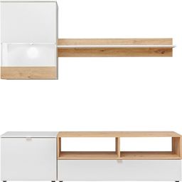 FURNIVAL Meblościanka MINI biały mat/dąb artisan z podświetleniem LED FURNIVAL