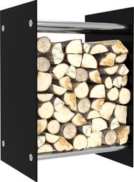  vidaXL Stojak na drewno opałowe, czarny, 40x35x60 cm, szklany