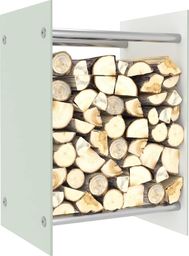  vidaXL Stojak na drewno opałowe, biały, 40x35x60 cm, szklany