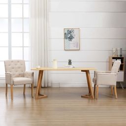  vidaXL Krzesło stołowe z podłokietnikami, beżowe, obite tkaniną
