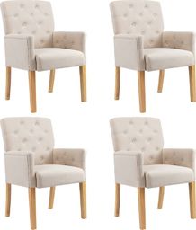  vidaXL Krzesła stołowe z podłokietnikami, 4 szt., beżowe, tkanina