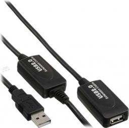 Kabel USB InLine USB-A - USB-A 20 m Czarny (34613I)
