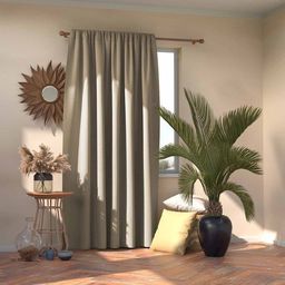AmeliaHome Zasłona Blackout na taśmie Beż 140X245
