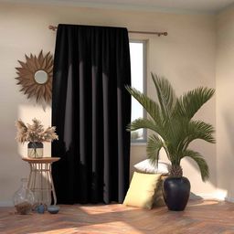 AmeliaHome Zasłona Blackout na taśmie Czarny 140X245