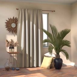AmeliaHome Zasłona Blackout na taśmie Krem 140X245