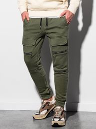Ombre Spodnie męskie dresowe P901 - khaki L
