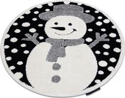  Dywany Łuszczów Dywan dziecięcy JOY Koło Snowman bałwanek, dla dzieci - Strukturalny, dwa poziomy runa czarny / krem, koło 160 cm