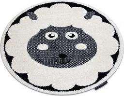  Dywany Łuszczów Dywan dziecięcy JOY Koło Sheep owca, dla dzieci - Strukturalny, dwa poziomy runa krem / czarny, koło 160 cm