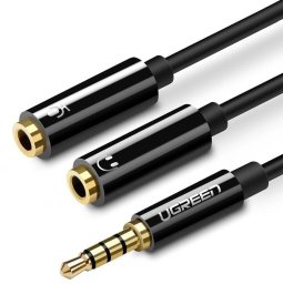 Kabel Ugreen Jack 3.5mm - Jack 3.5mm x2 0.2m czarny (30620)