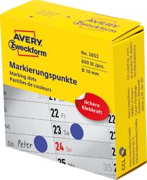  Avery Zweckform Kółka do zaznaczania w dyspenserze Avery Zweckform, 800 szt./rolka, O10 mm, niebieskie, NIEBIESKI