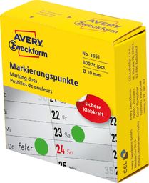  Avery Zweckform Kółka do zaznaczania w dyspenserze Avery Zweckform, 800 szt./rolka, O10 mm, zielone, ZIELONY