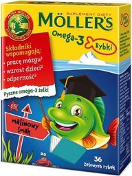  Mollers MÖLLER'S_Omega-3 Rybki suplement diety Malina 36szt.