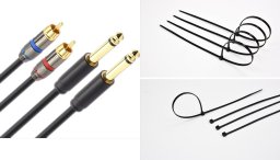 Kabel Mozos Kabel Mozos Jack 6.3mm - RCA (Cinch) x2 3m czarny (MCABLE-2JT2R) + Opaska zaciskowa Czarny 100 sztuk (MCABLE-L)