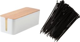 Organizer Mozos Organizer Mozos Maskownica Biały 1 sztuka (KBO-LW-WOOD) + Opaska zaciskowa Czarny 100 sztuk (MCABLE-M)