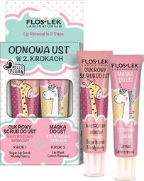  Floslek Floslek Lip Care Vege Zestaw Odnowa Ust (Scrub do ust Nastrojowy Wiśniowy 14g+Maska cytrynowa 14g)