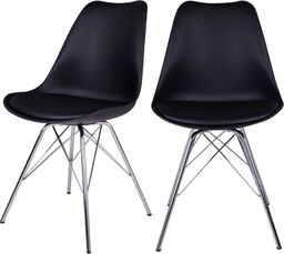  Selsey Zestaw dwóch krzeseł Avihu czarne na chromowanych nogach