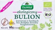 EkoWital Bulion warzywny w kostkach bez drożdży, bez oleju palmowego bezglutenowy BIO 60 g EkoWital