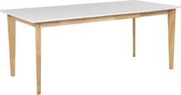  Beliani Stół do jadalni rozkładany 140/180 x 90 cm biały z jasnym drewnem SOLA