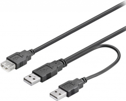 Kabel USB 2x USB-A - 0.3 m Czarny (93353)