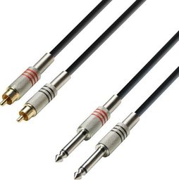 Kabel Adam Hall Jack 6.3mm x2 - RCA (Cinch) x2 3m srebrny