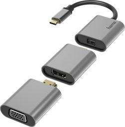 Adapter USB Hama Premium USB-C - DisplayPort Mini + HDMI + VGA Szary  (002003060000)