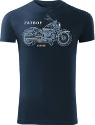  Topslang Koszulka motocyklowa z motocyklem HARLEY DAVIDSON FATBOY męska granatowa SLIM S