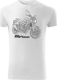  Topslang Koszulka motocyklowa z motocyklem SUZUKI SV 650 męska biała SLIM XL
